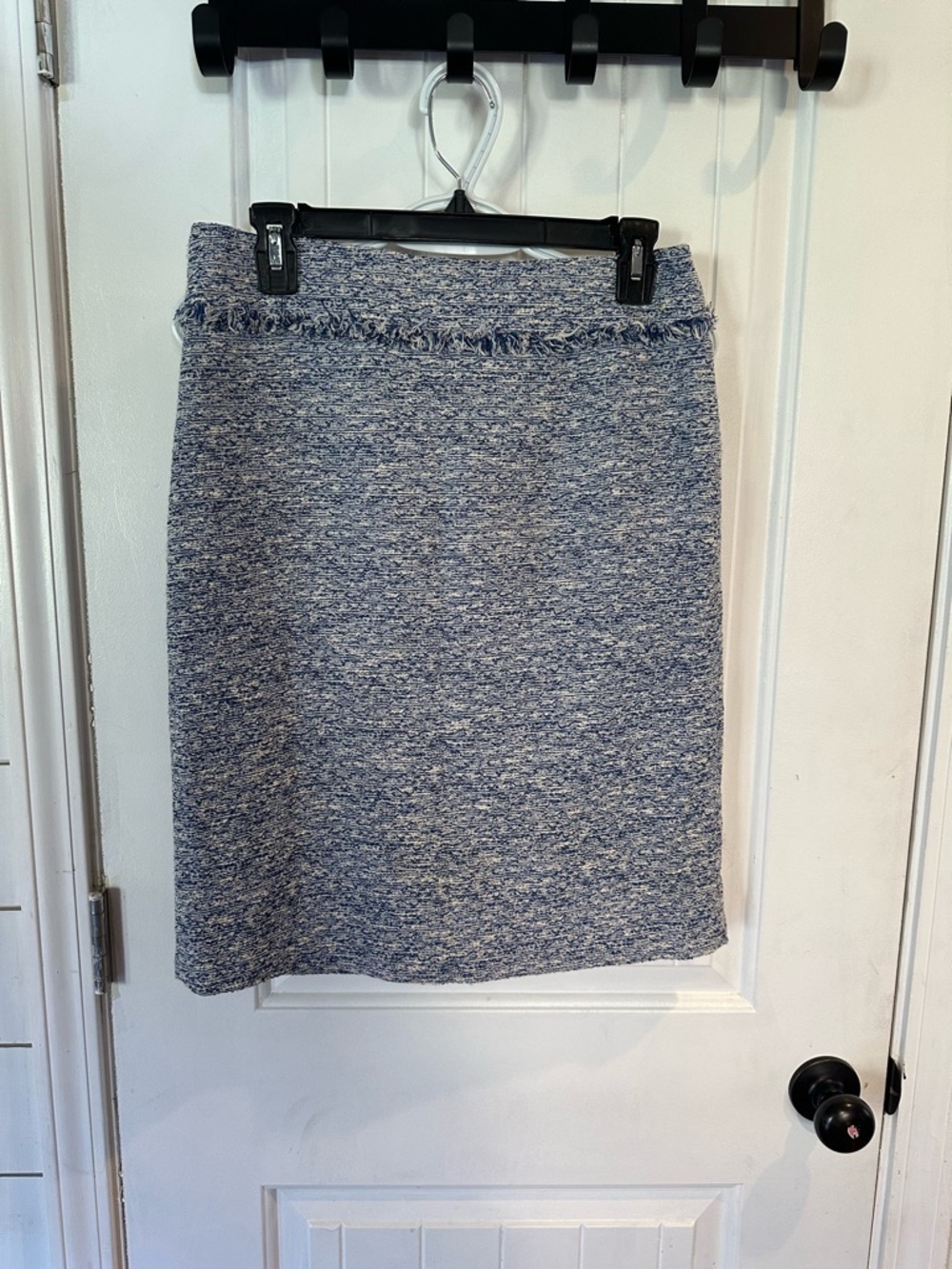 J. McLaughlin Blue Heather Tweed Pencil Skirt
